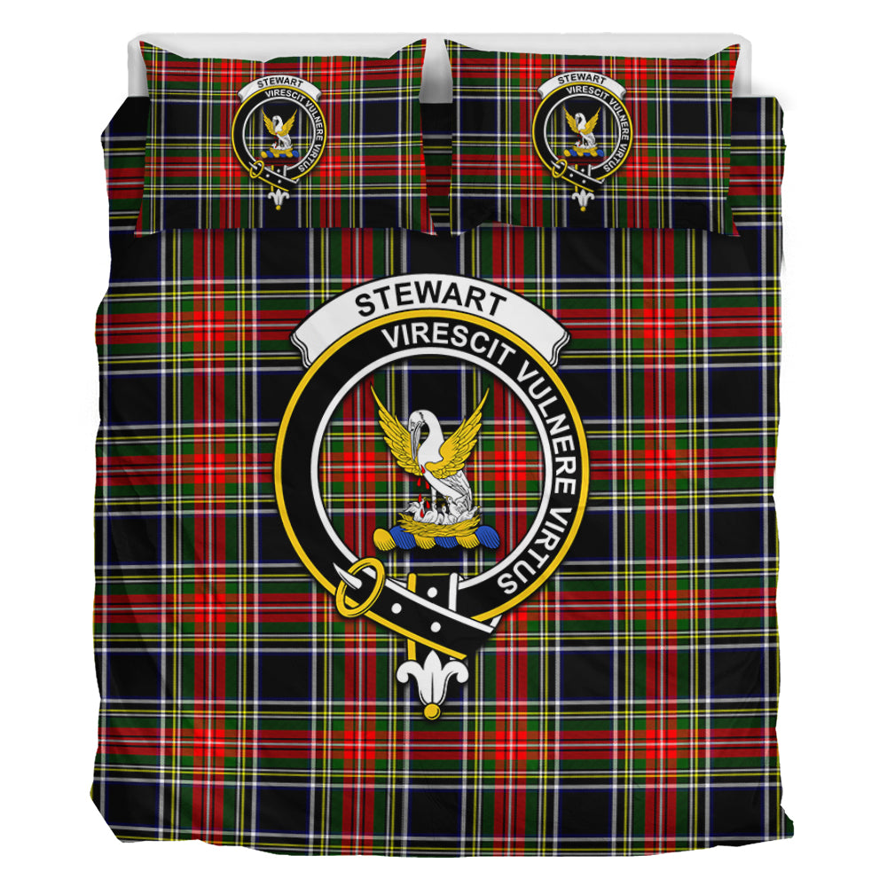 Stewart Black Tartan Bedding Set with Family Crest - Tartan Vibes Clothing