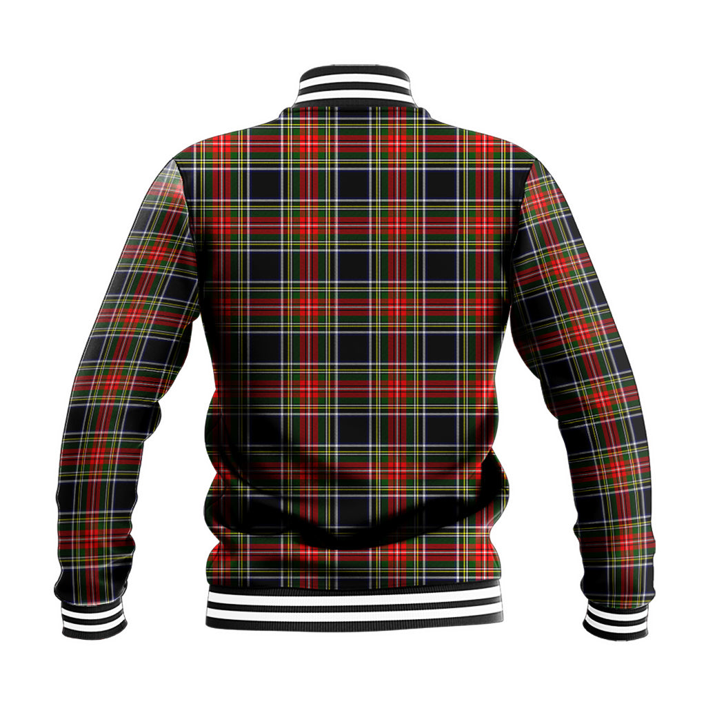 Stewart Black Tartan Baseball Jacket with Family Crest - Tartan Vibes Clothing