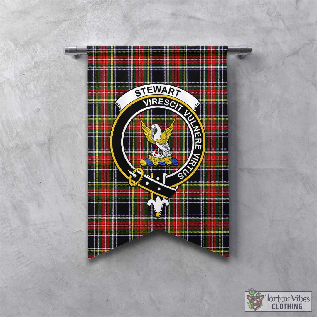 Tartan Vibes Clothing Stewart Black Tartan Gonfalon, Tartan Banner with Family Crest