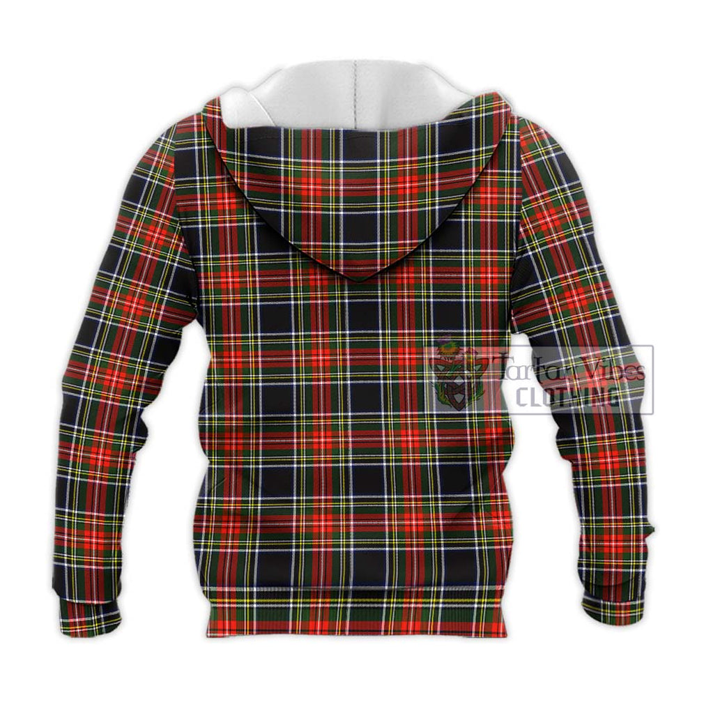 Stewart Black Tartan Knitted Hoodie with Family Crest DNA In Me Style - Tartanvibesclothing Shop