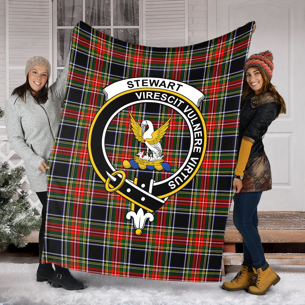 stewart-black-tartab-blanket-with-family-crest