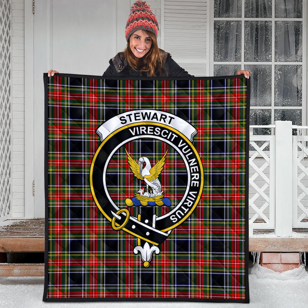 stewart-black-tartan-quilt-with-family-crest