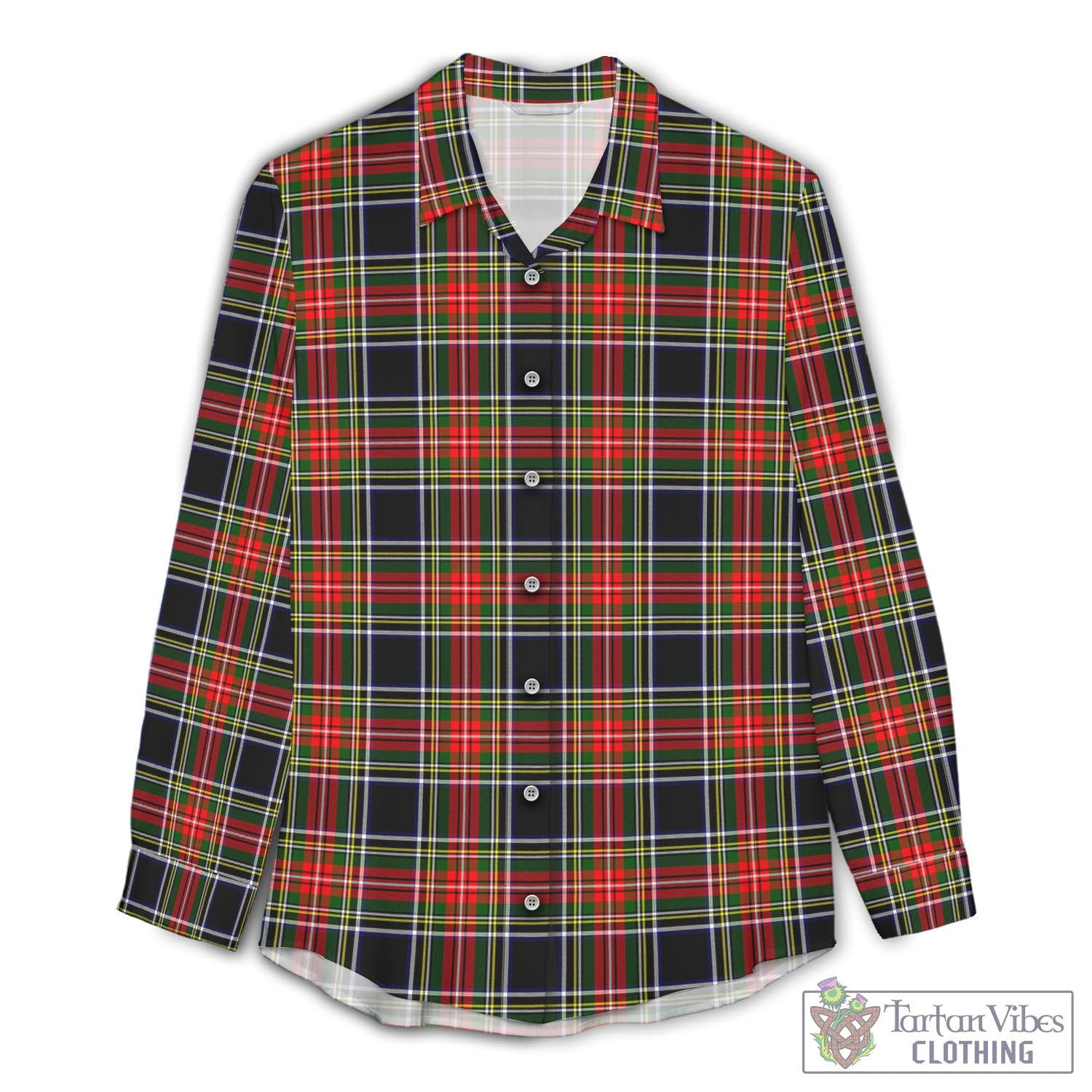 Stewart Black Tartan Womens Casual Shirt