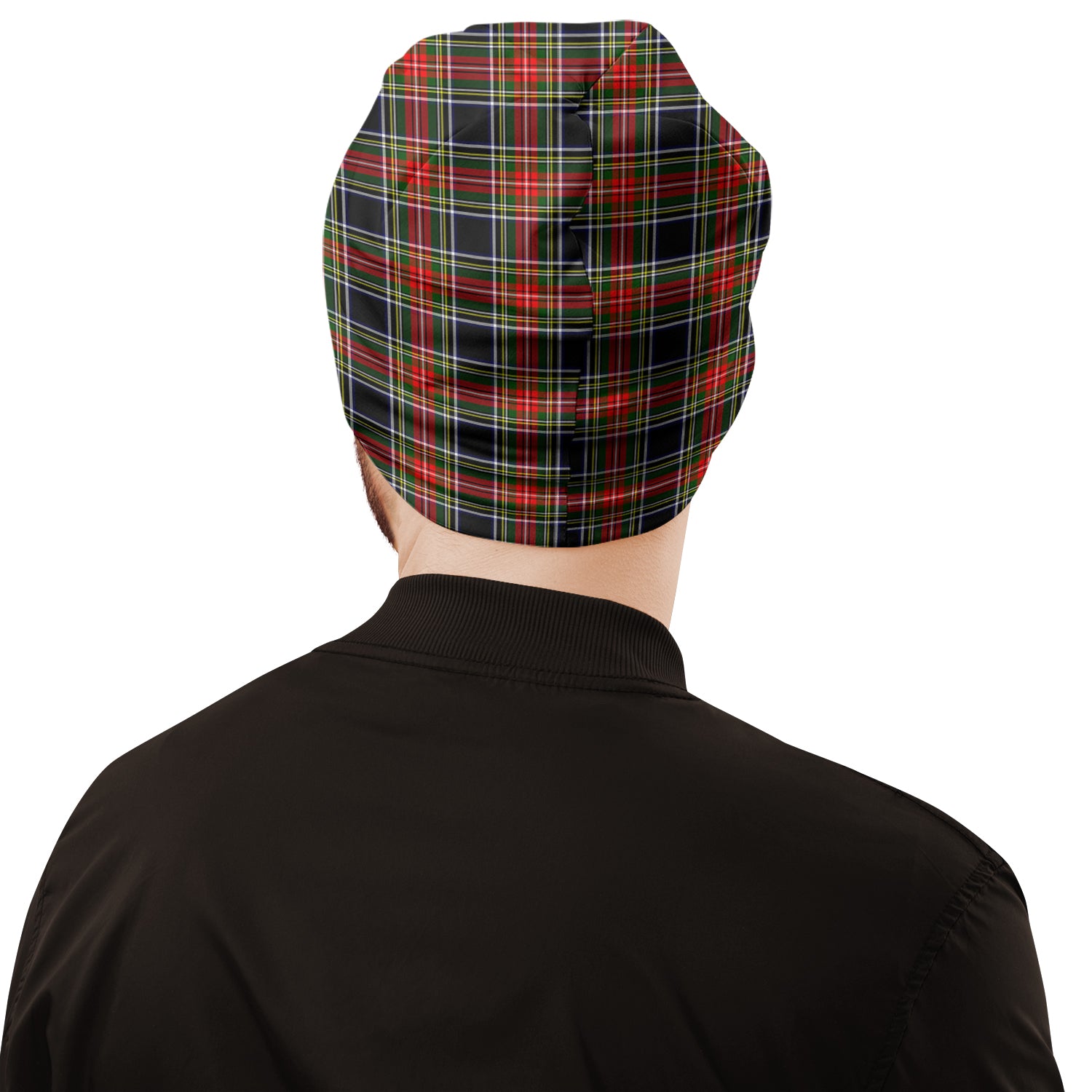 Stewart Black Tartan Beanies Hat with Family Crest - Tartan Vibes Clothing