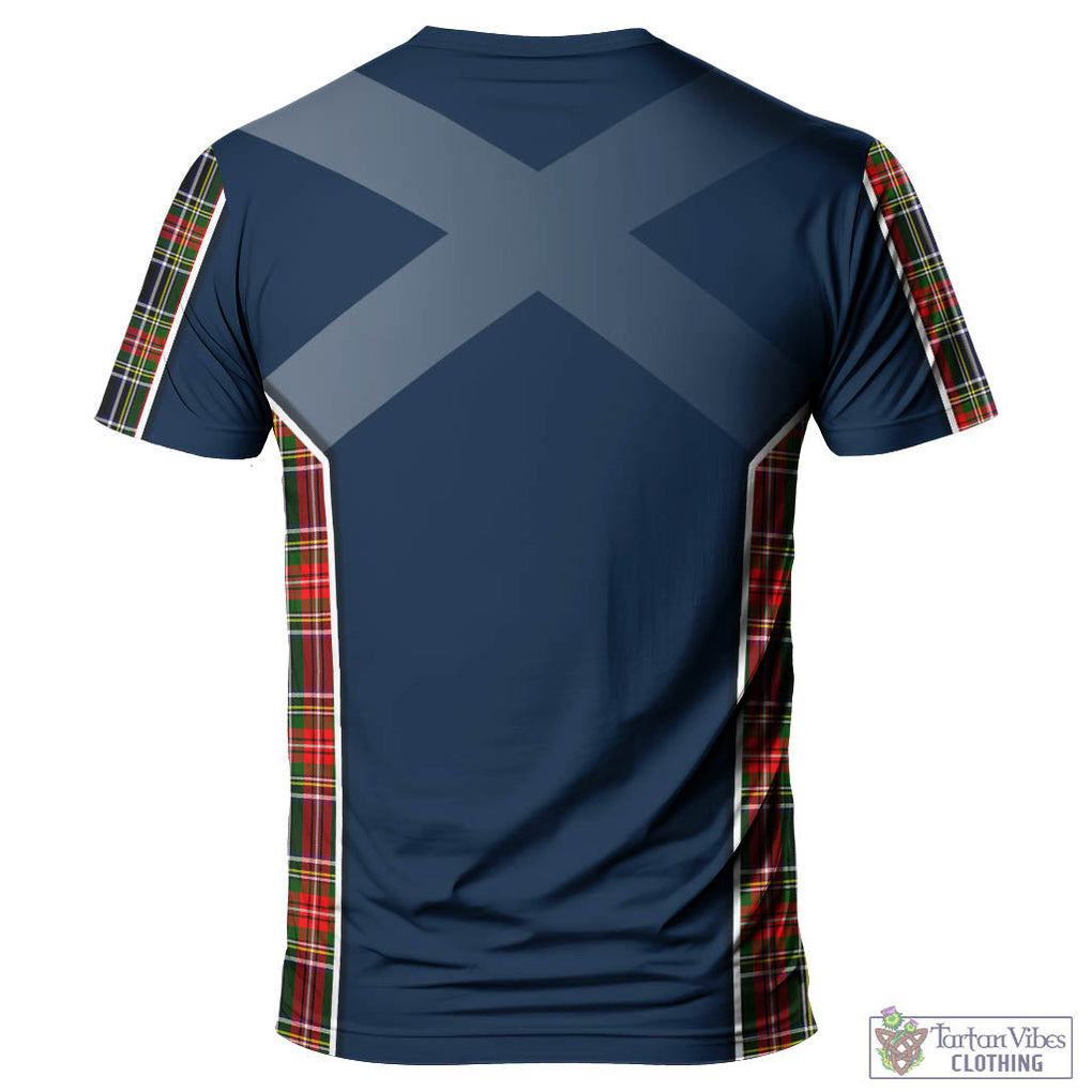 Tartan Vibes Clothing Stewart Black Tartan T-Shirt with Family Crest and Lion Rampant Vibes Sport Style