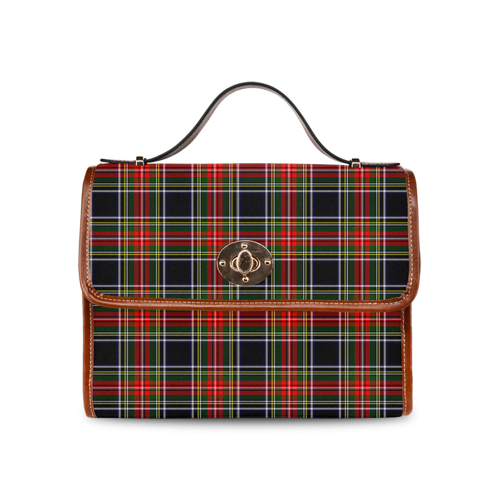 Stewart Black Tartan Leather Strap Waterproof Canvas Bag - Tartanvibesclothing