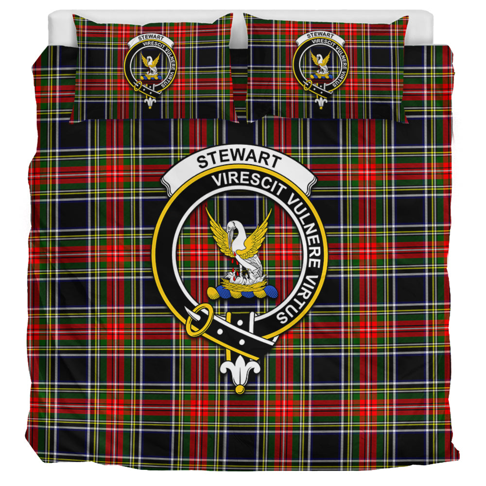 Stewart Black Tartan Bedding Set with Family Crest UK Bedding Set UK Super King 104*94 inch - Tartan Vibes Clothing