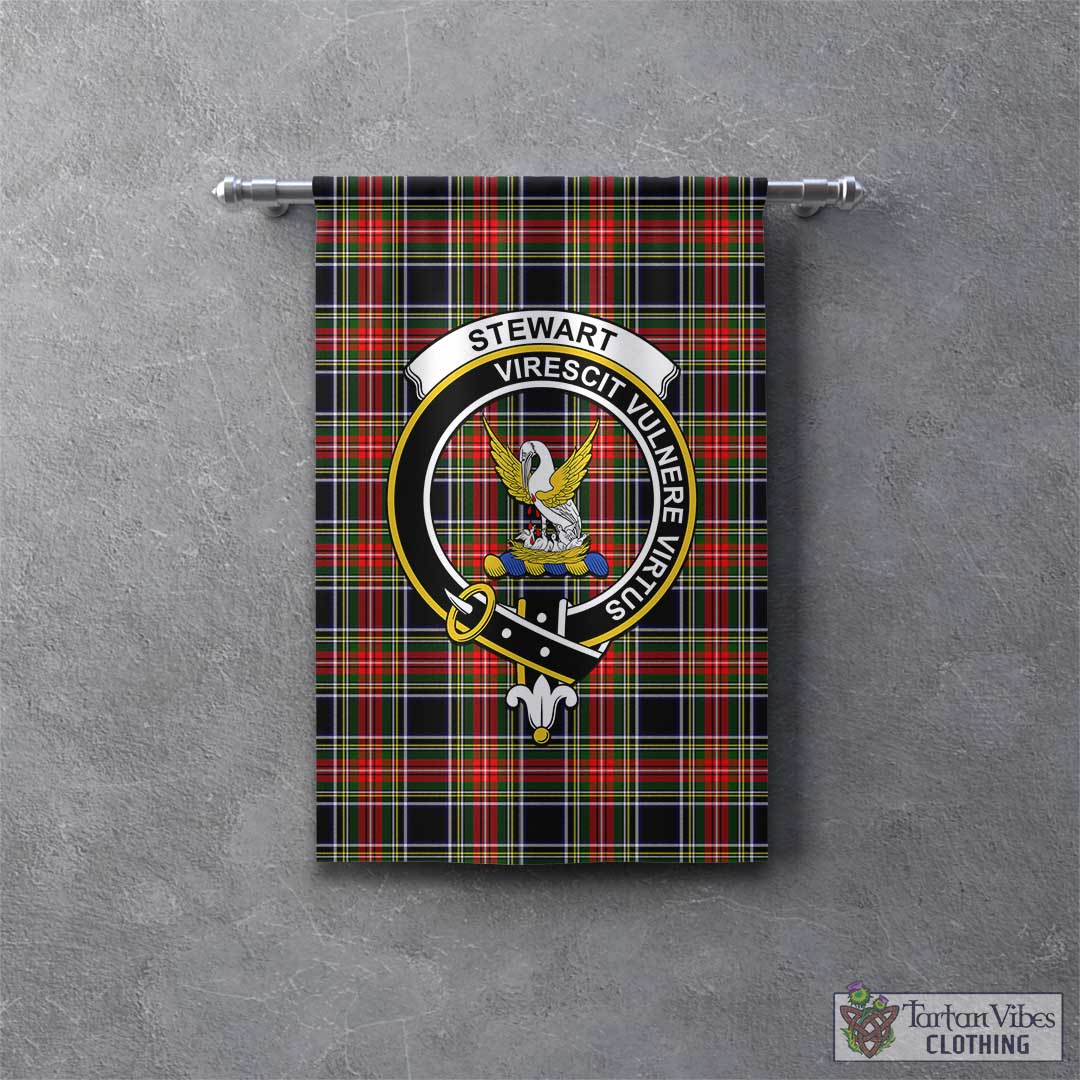 Tartan Vibes Clothing Stewart Black Tartan Gonfalon, Tartan Banner with Family Crest