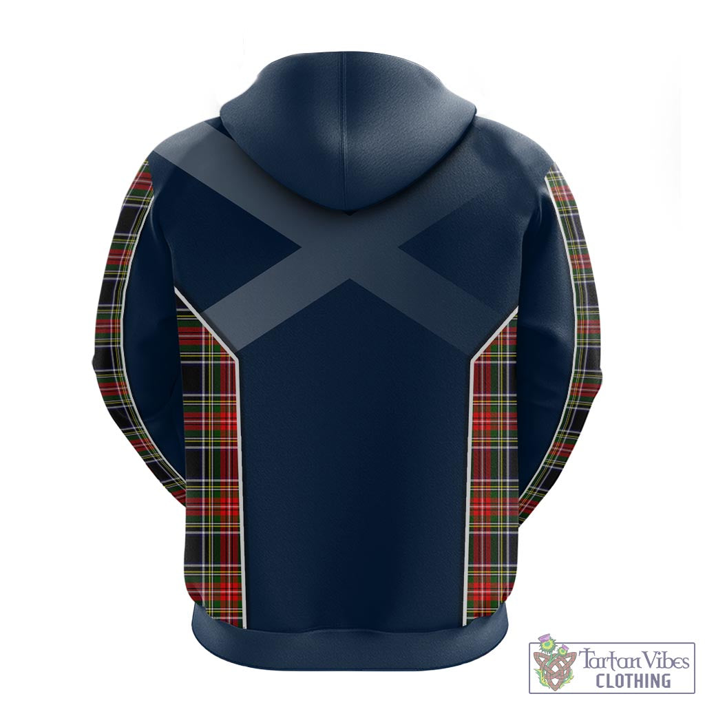 Tartan Vibes Clothing Stewart Black Tartan Hoodie with Family Crest and Scottish Thistle Vibes Sport Style