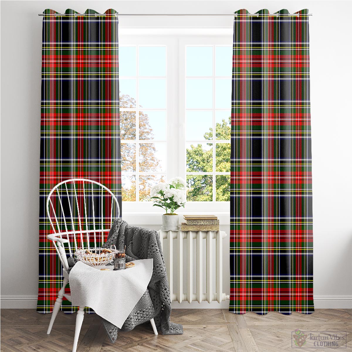 Stewart Black Tartan Window Curtain