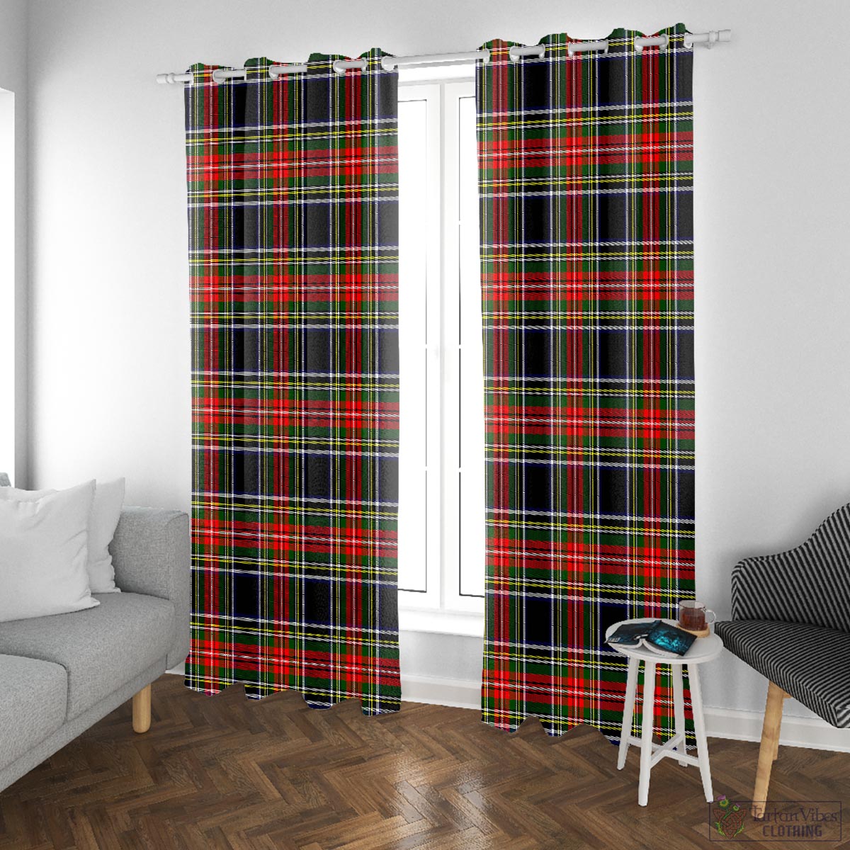 Stewart Black Tartan Window Curtain