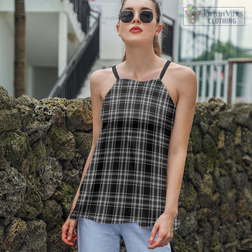 Stewart Black and White Tartan Loose Halter Neck Camisole