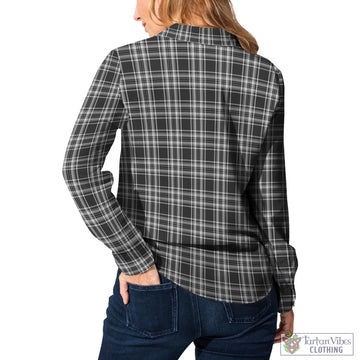 Stewart Black and White Tartan Women's Casual Shirt