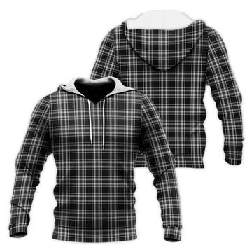 Stewart Black and White Tartan Knitted Hoodie