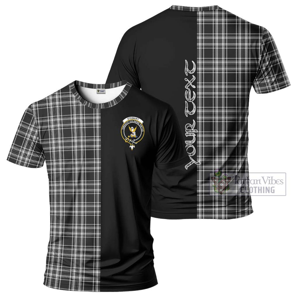 Stewart Black and White Tartan T-Shirt with Family Crest and Half Of Me Style Kid's Shirt - Tartanvibesclothing Shop