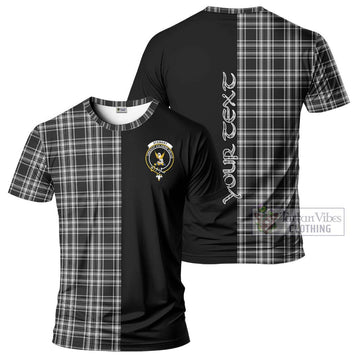 Stewart Black and White Tartan T-Shirt with Family Crest and Half Of Me Style