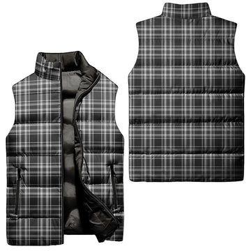 Stewart Black and White Tartan Sleeveless Puffer Jacket