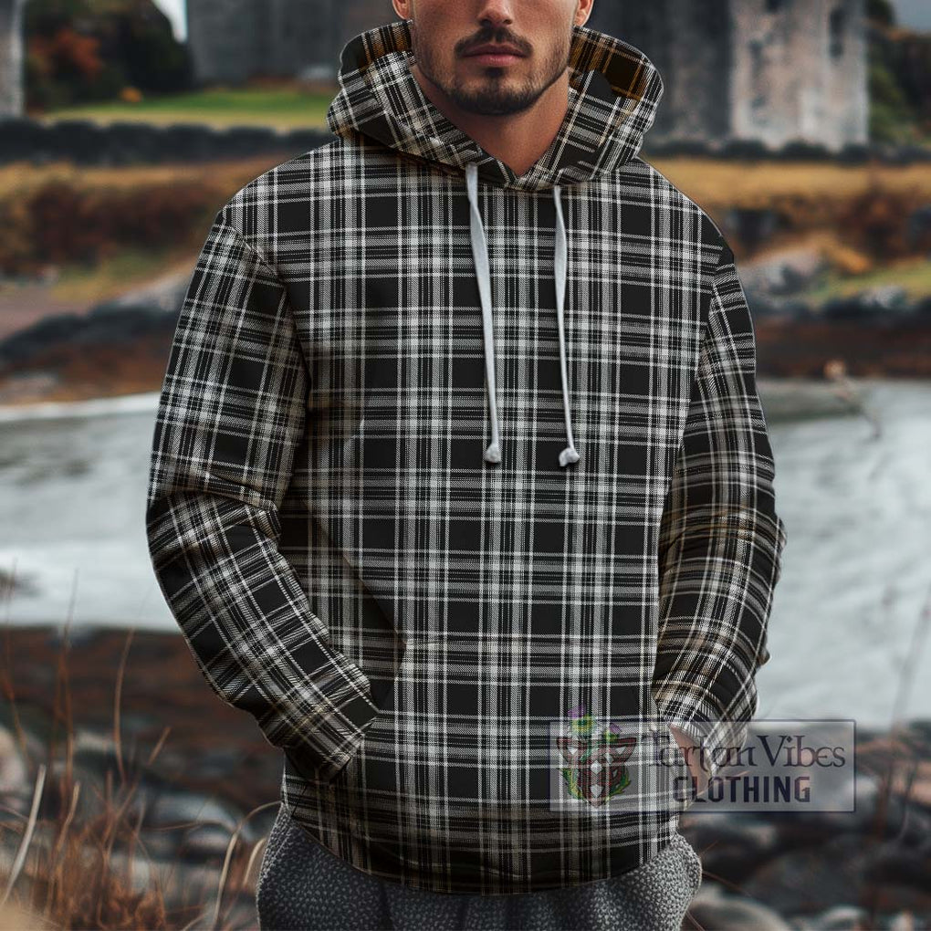 Stewart Black and White Tartan Cotton Hoodie Pullover Hoodie XS - Tartan Vibes Clothing