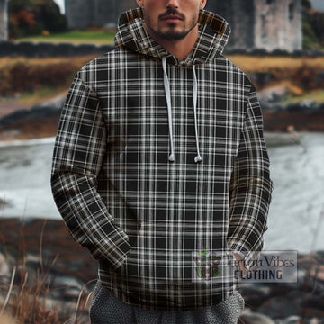 Stewart Black and White Tartan Cotton Hoodie