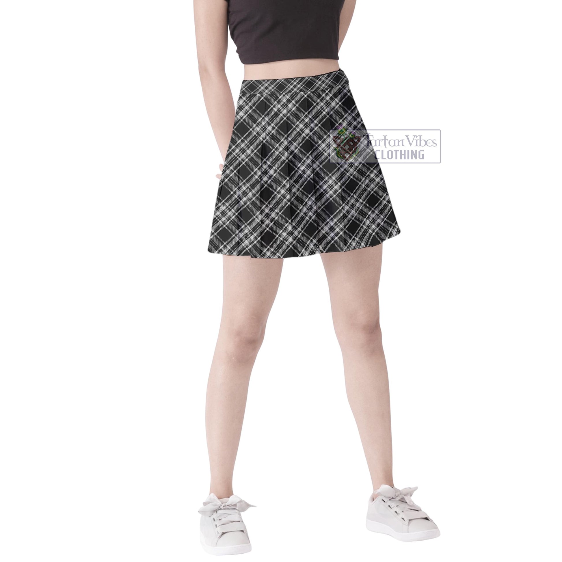 Tartan Vibes Clothing Stewart Black and White Tartan Women's Plated Mini Skirt