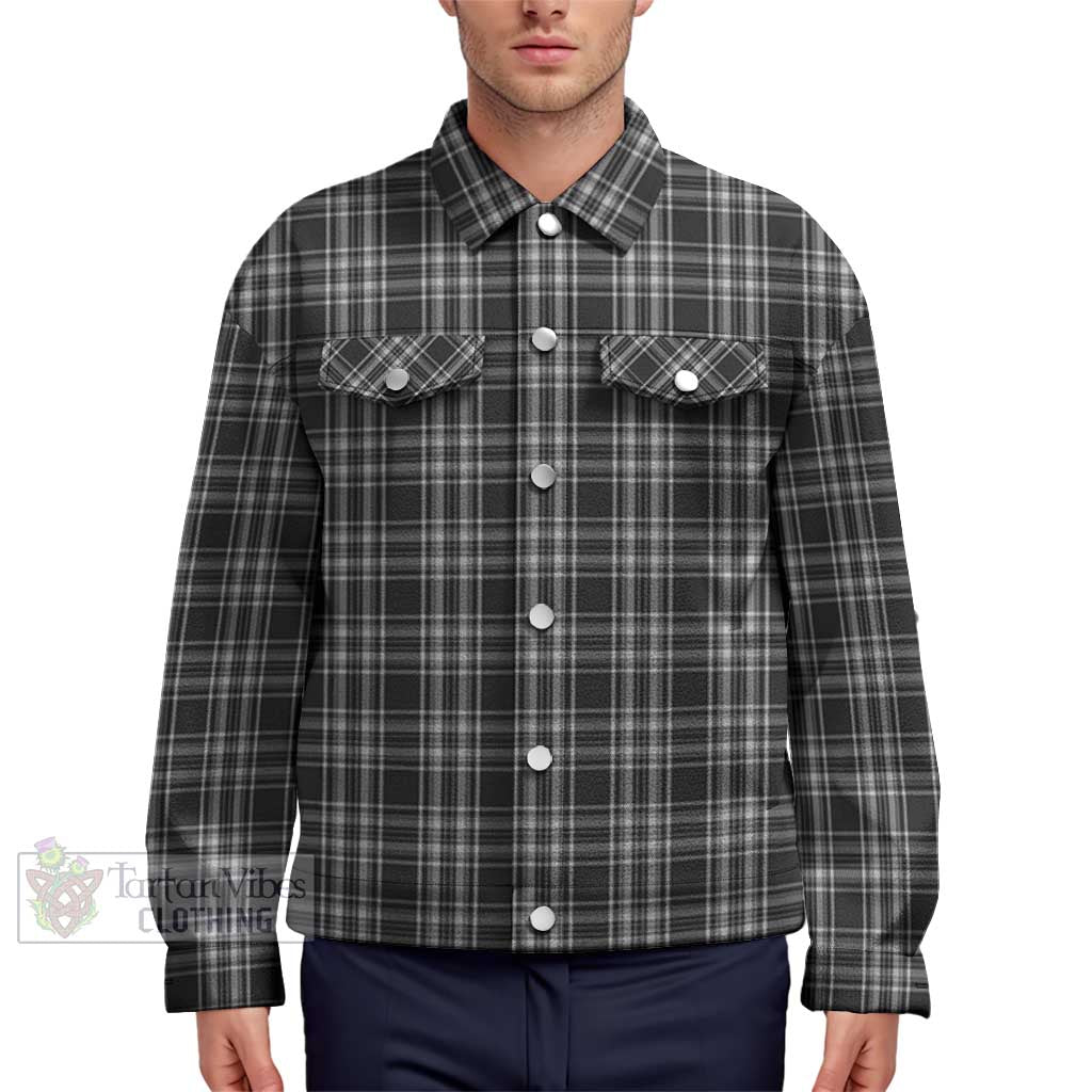 Stewart Black and White Tartan Unisex Lapel Cotton Jacket Unisex - Tartan Vibes Clothing