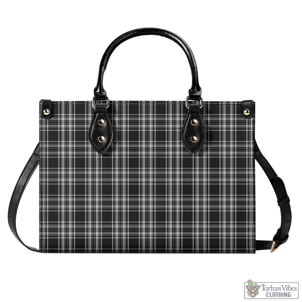 Tartan Vibes Clothing Stewart Black and White Tartan Luxury Leather Handbags