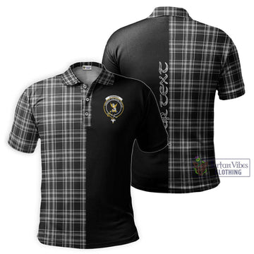 Stewart Black and White Tartan Polo Shirt with Family Crest and Half Of Me Style