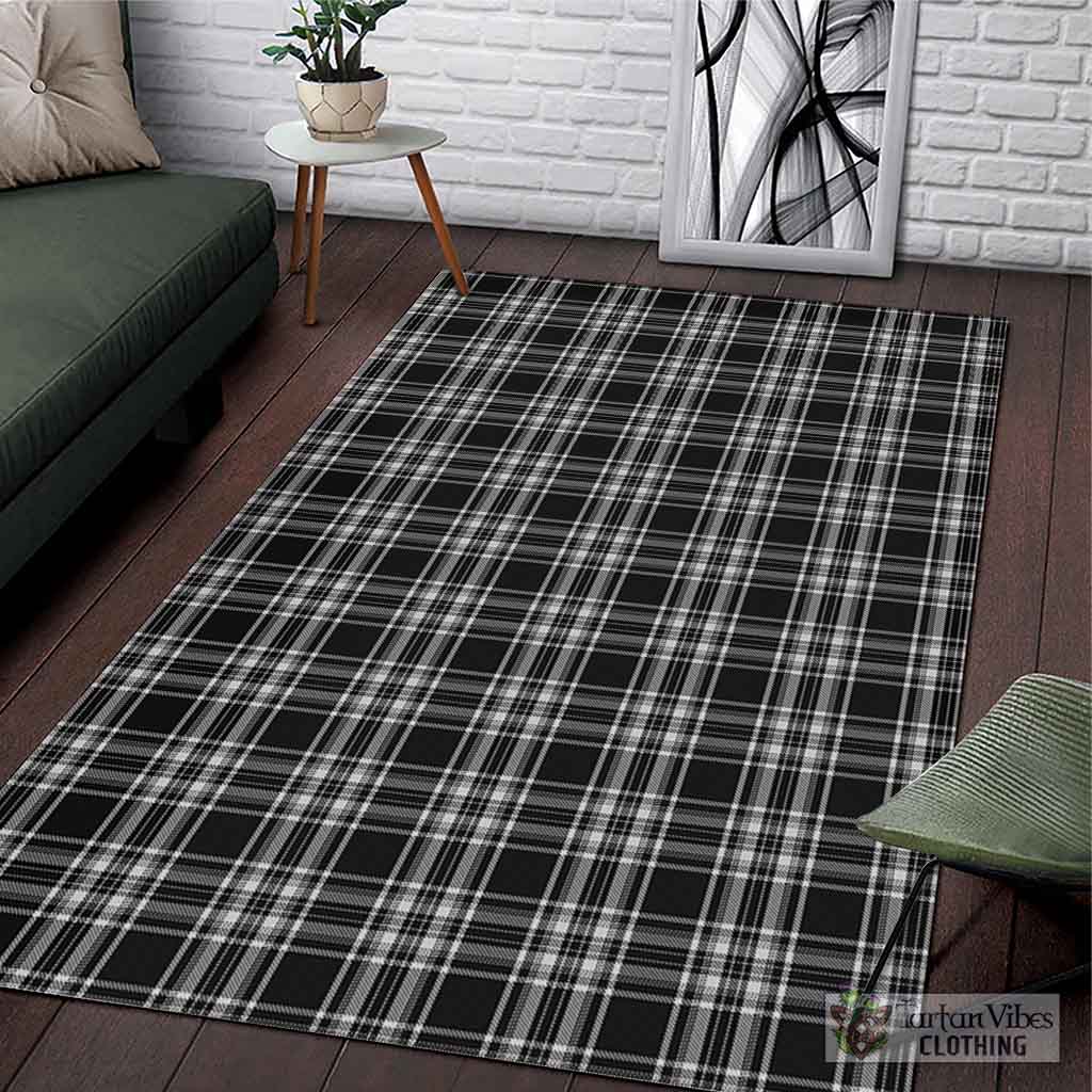 Tartan Vibes Clothing Stewart Black and White Tartan Area Rug