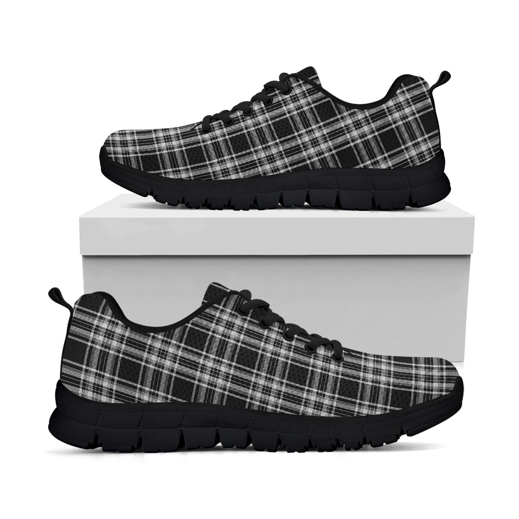 Stewart Black and White Tartan Sneakers Kid's Sneakers - Tartan Vibes Clothing