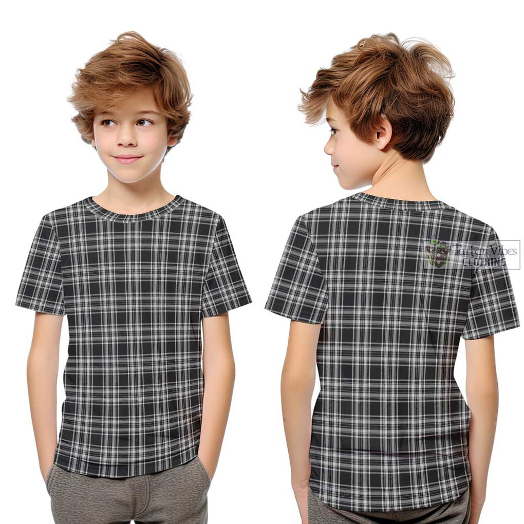 Stewart Black and White Tartan Kid T-Shirt - Tartanvibesclothing Shop