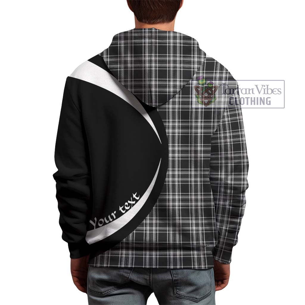 Stewart Black and White Tartan Hoodie with Family Crest Circle Style - Tartan Vibes Clothing