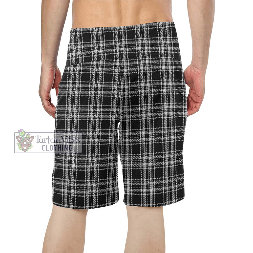 Stewart Black and White Tartan Men's Board Shorts - Tartan Vibes Clothing