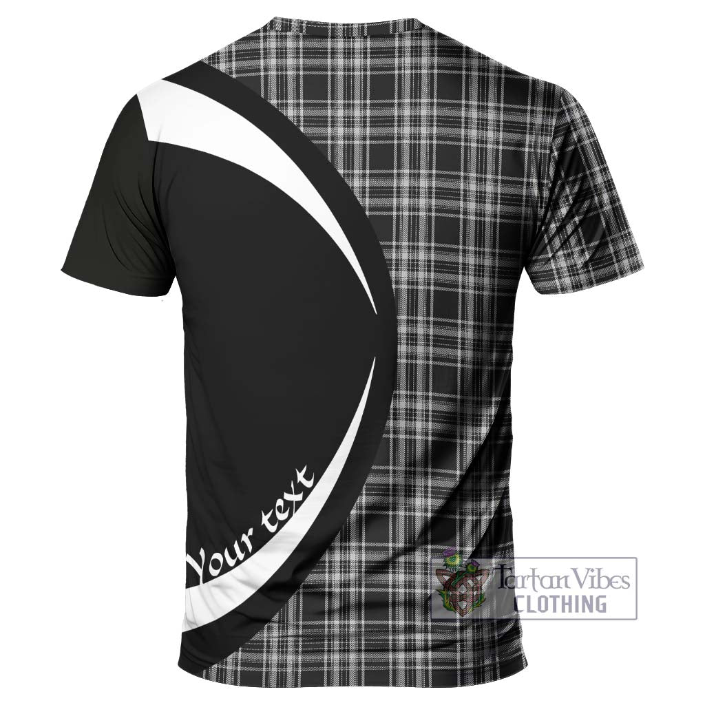 Tartan Vibes Clothing Stewart Black and White Tartan T-Shirt with Family Crest Circle Style