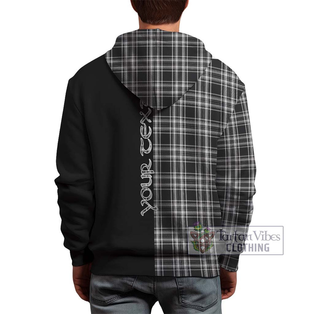 Stewart Black and White Tartan Hoodie with Family Crest and Half Of Me Style - Tartanvibesclothing Shop