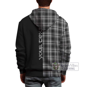 Stewart Black and White Tartan Hoodie with Family Crest and Half Of Me Style