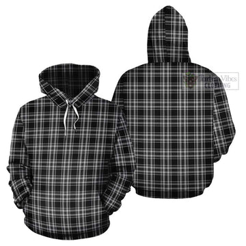 Stewart Black and White Tartan Cotton Hoodie