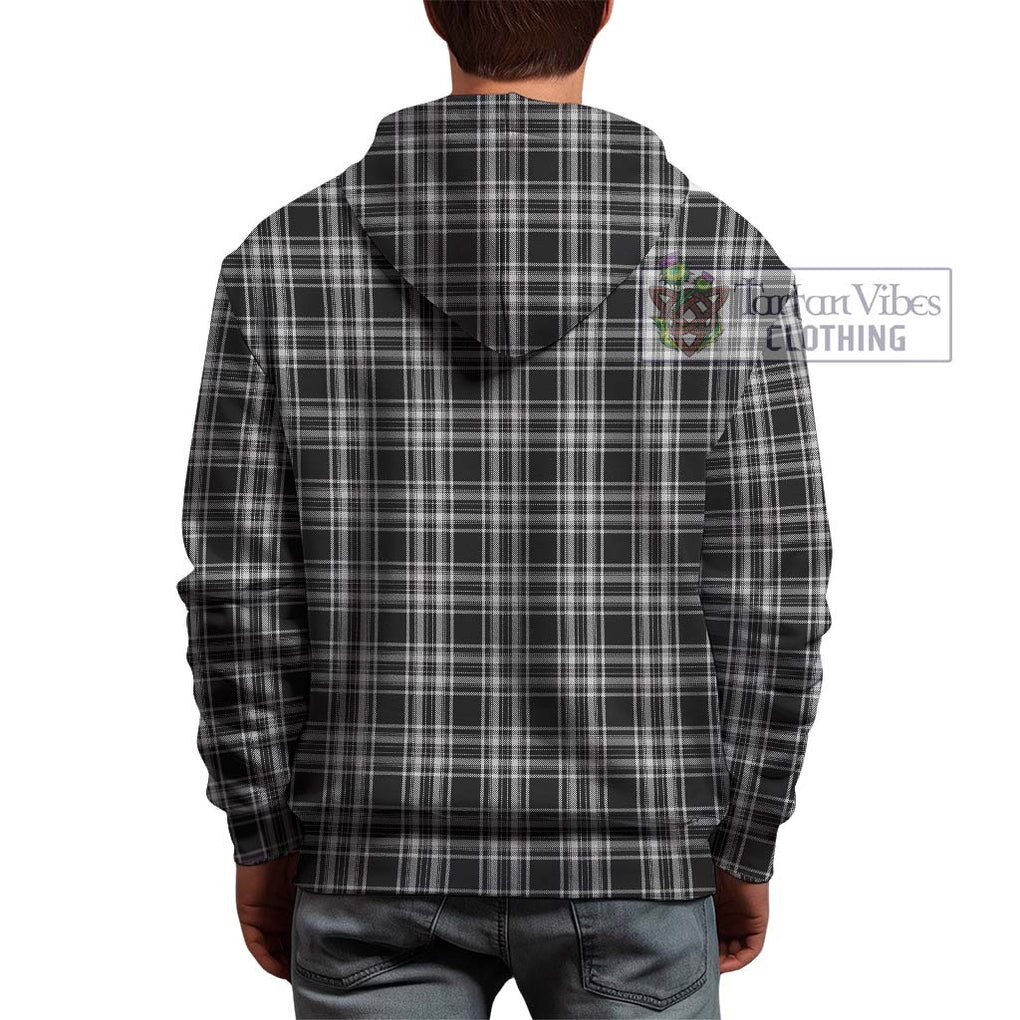 Stewart Black and White Tartan Hoodie with Family Crest DNA In Me Style - Tartanvibesclothing Shop