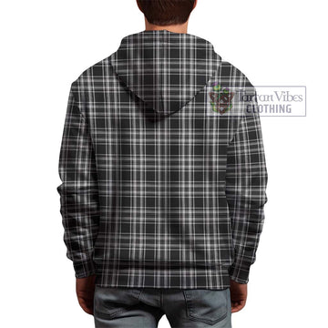 Stewart Black and White Tartan Hoodie with Family Crest DNA In Me Style