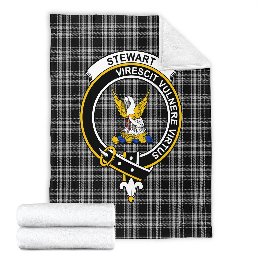 stewart-black-and-white-tartab-blanket-with-family-crest