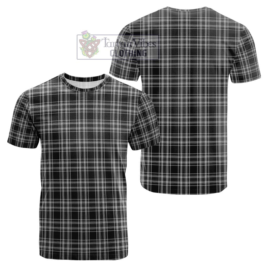 Stewart Black and White Tartan Cotton T-Shirt Kid's Shirt - Tartanvibesclothing Shop