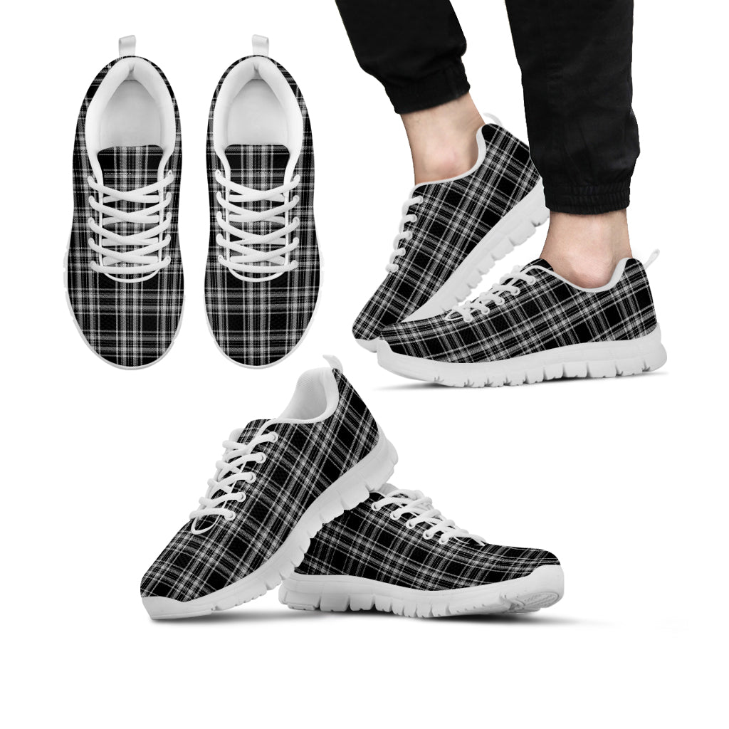 Stewart Black and White Tartan Sneakers - Tartan Vibes Clothing