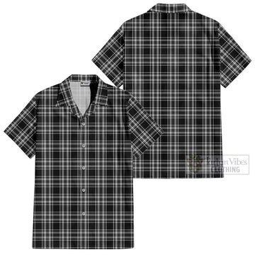 Stewart Black and White Tartan Cotton Hawaiian Shirt