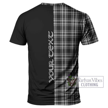 Stewart Black and White Tartan T-Shirt with Family Crest and Half Of Me Style