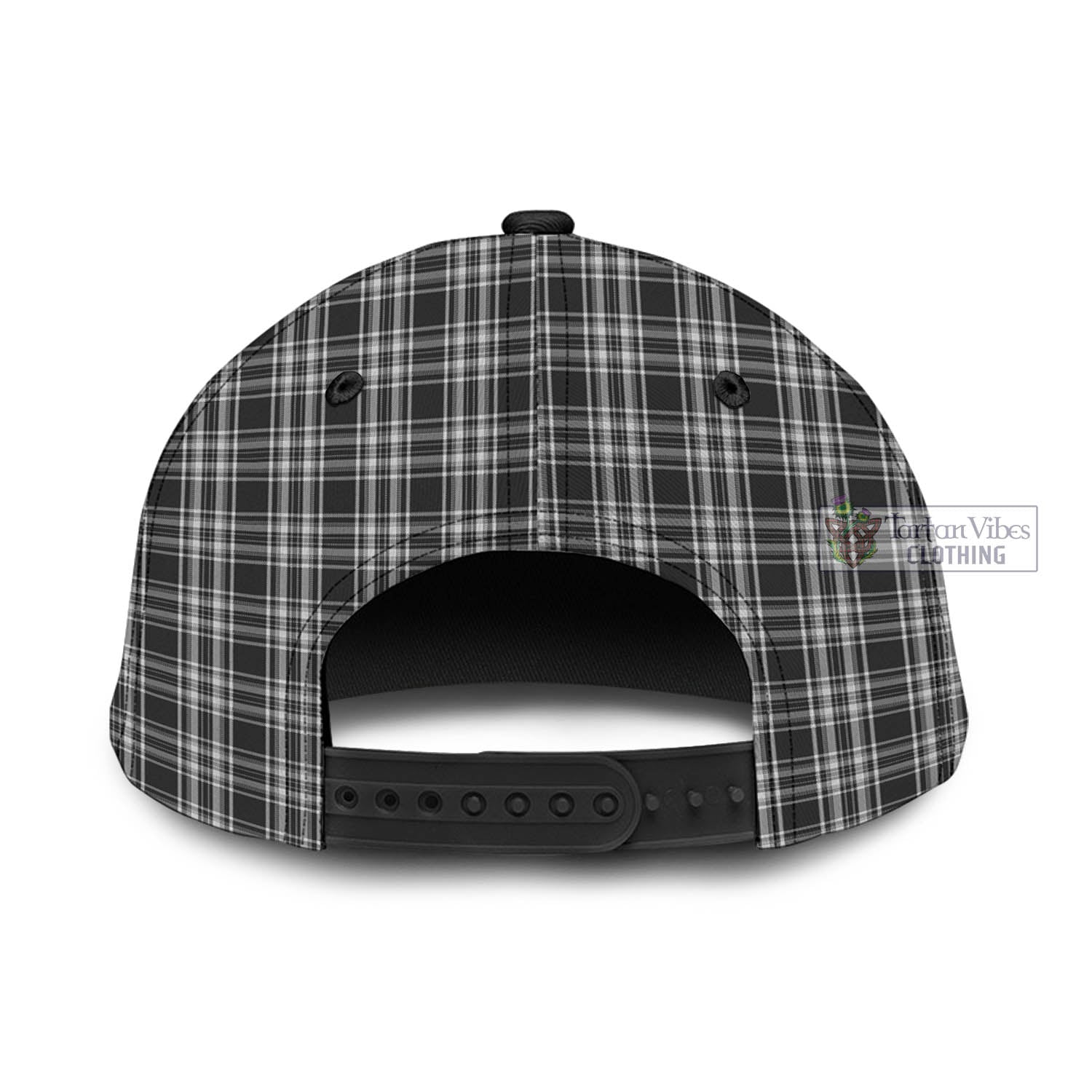 Tartan Vibes Clothing Stewart Black and White Tartan Classic Cap with Family Crest In Me Style