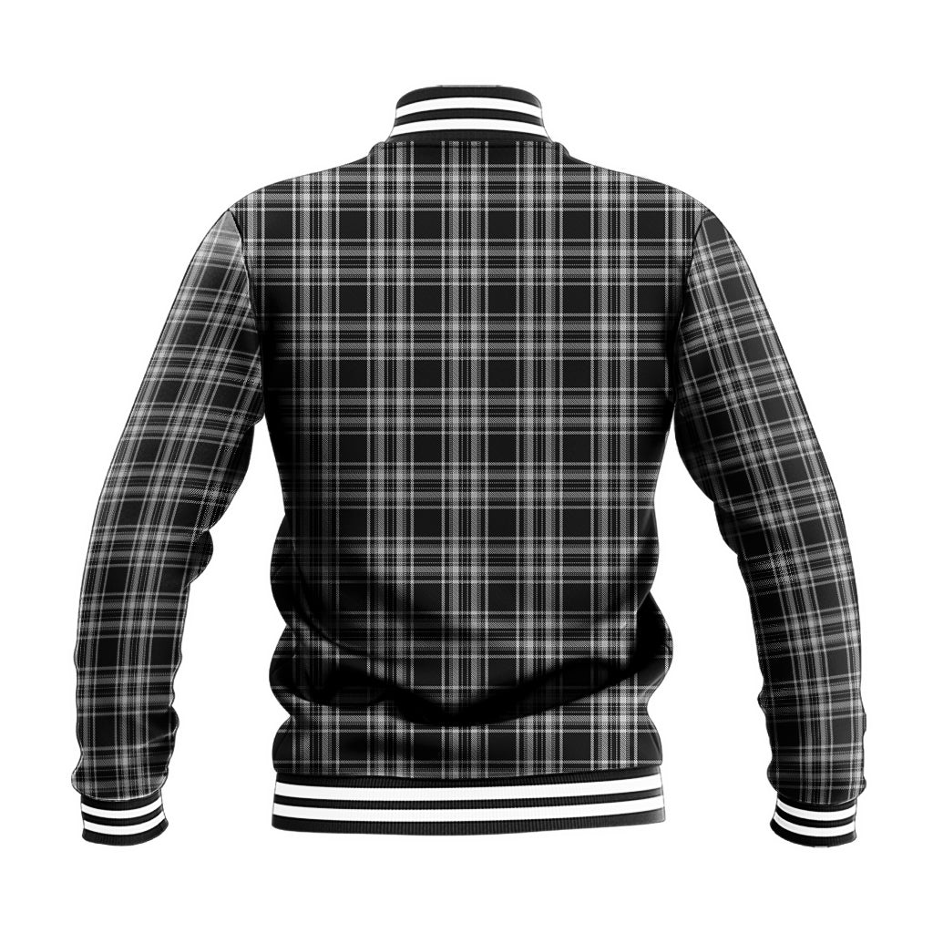 Stewart Black and White Tartan Baseball Jacket - Tartan Vibes Clothing