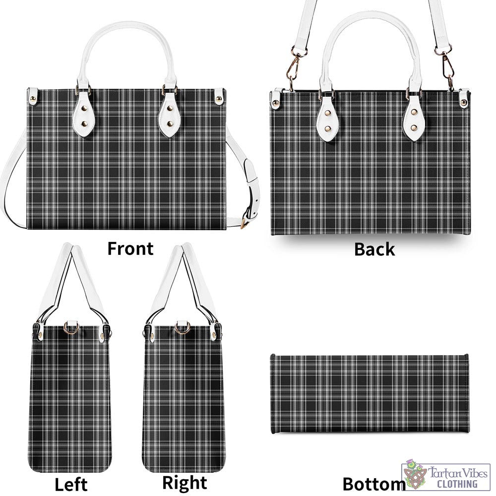 Tartan Vibes Clothing Stewart Black and White Tartan Luxury Leather Handbags