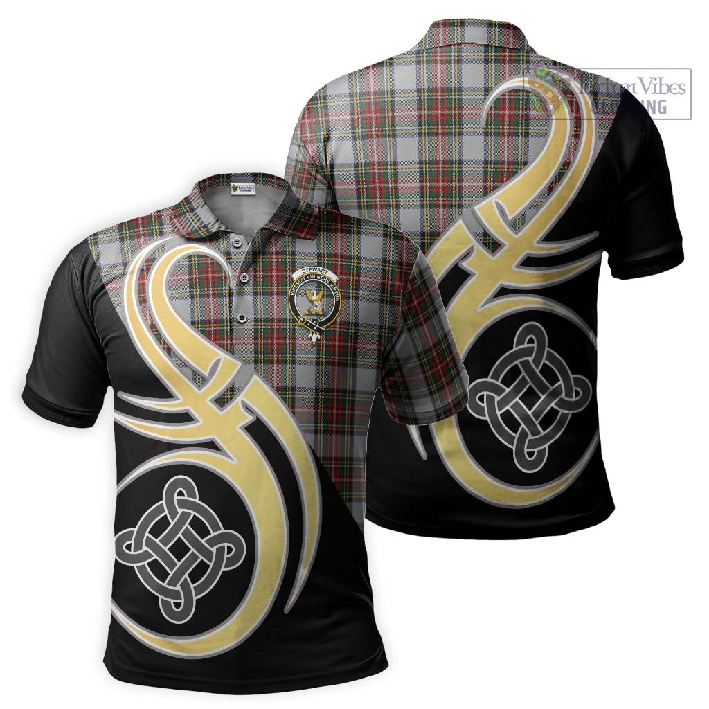 Tartan Vibes Clothing Stewart Dress Tartan Polo Shirt with Family Crest and Celtic Symbol Style