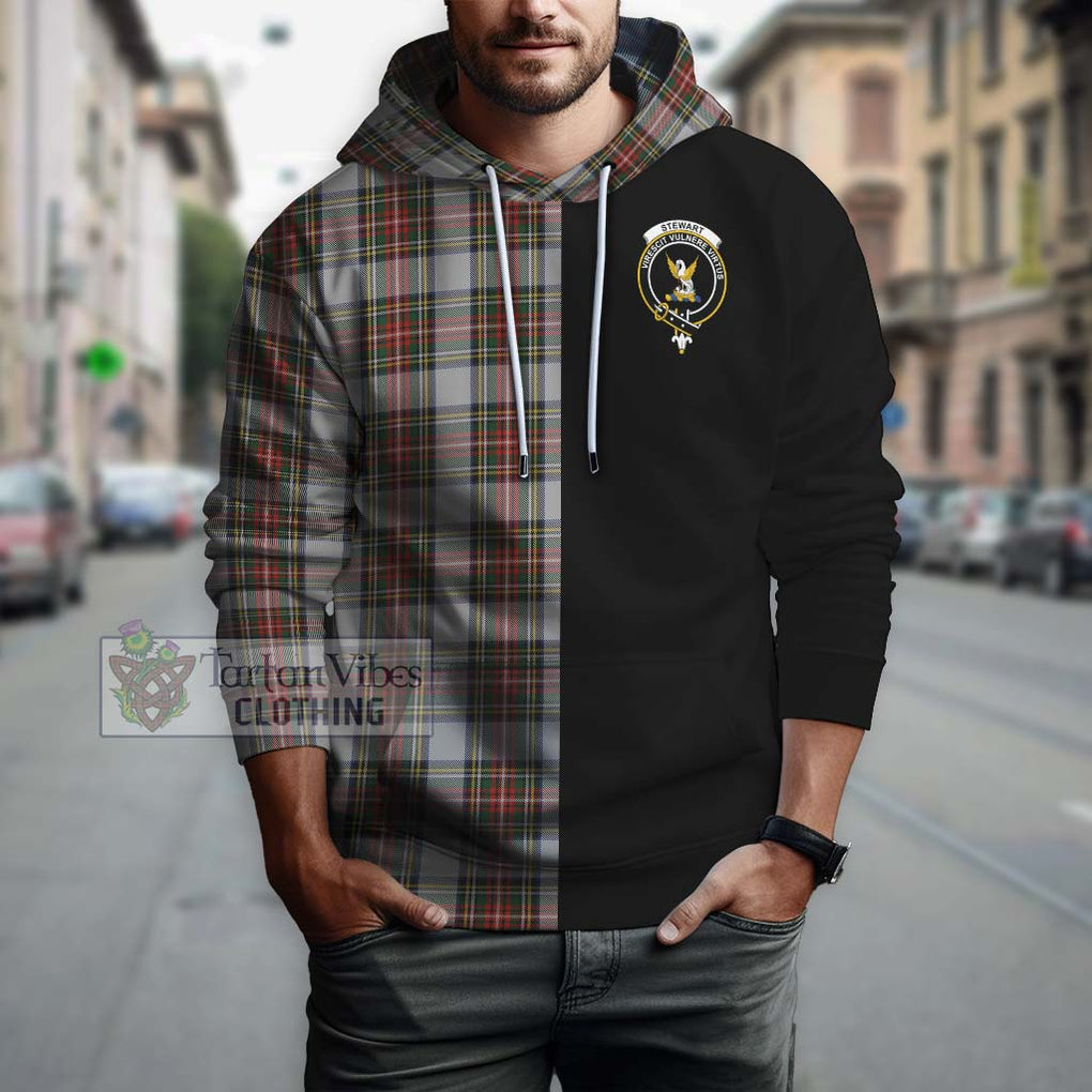 Stewart Dress Tartan Hoodie with Family Crest and Half Of Me Style Zip Hoodie - Tartanvibesclothing Shop