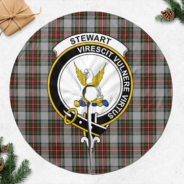 Stewart Dress Tartan Christmas Tree Skirt with Family Crest