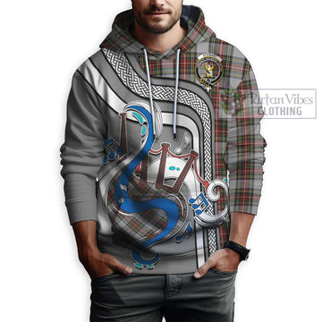 Stewart Dress Tartan Hoodie with Epic Bagpipe Style